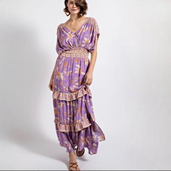 The PEYTON Tiered Ruffled Boho Dress - Picture 1 of 10
